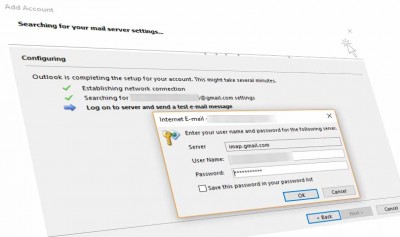 cannot connect to gmail account in outlook 2013