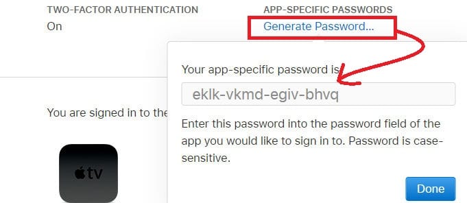 app specific password